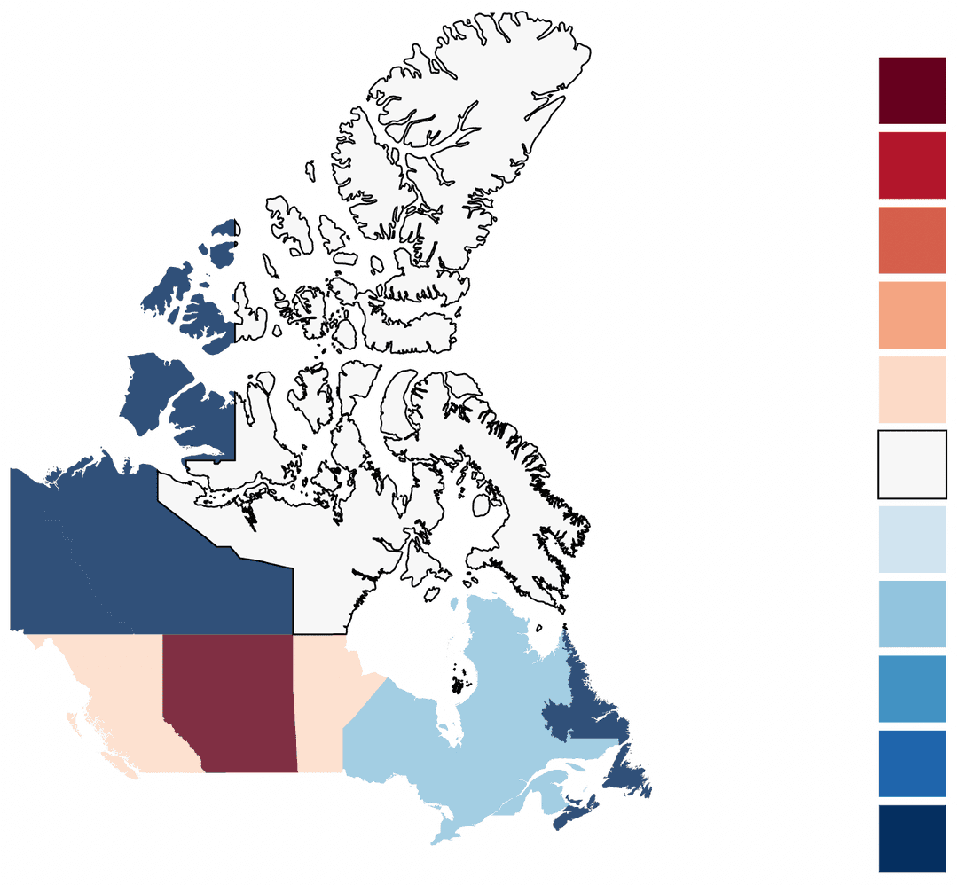 diverging colour scheme canada map